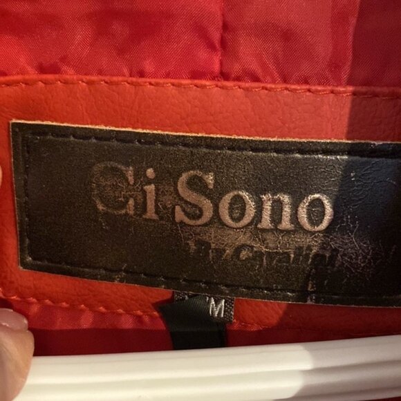 Ci Sono by Cavalini Red Faux Leather Moto Jacket Women’s Size Medium Quilted - Picture 7 of 8